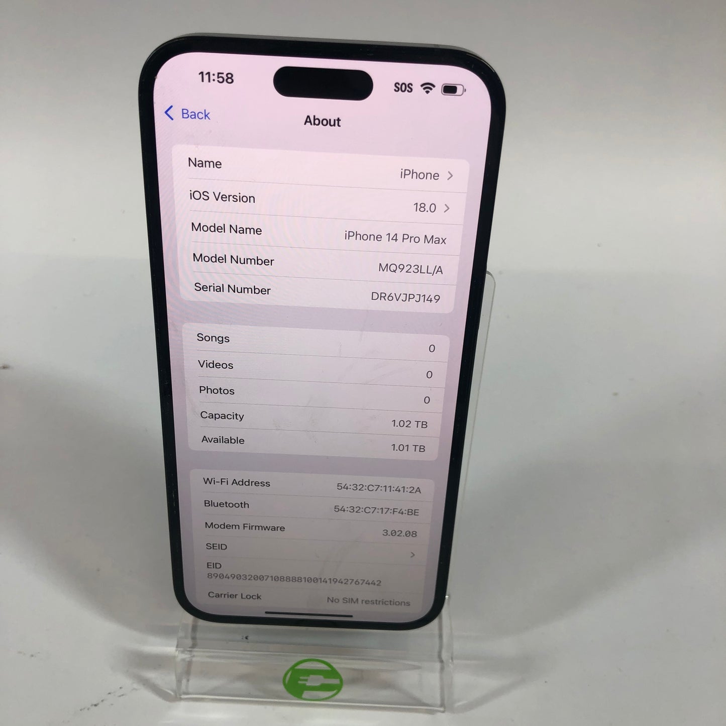 Unlocked Apple iPhone 14 Pro Max 1TB 18.0 SPACE BLACK MQ923LL/A