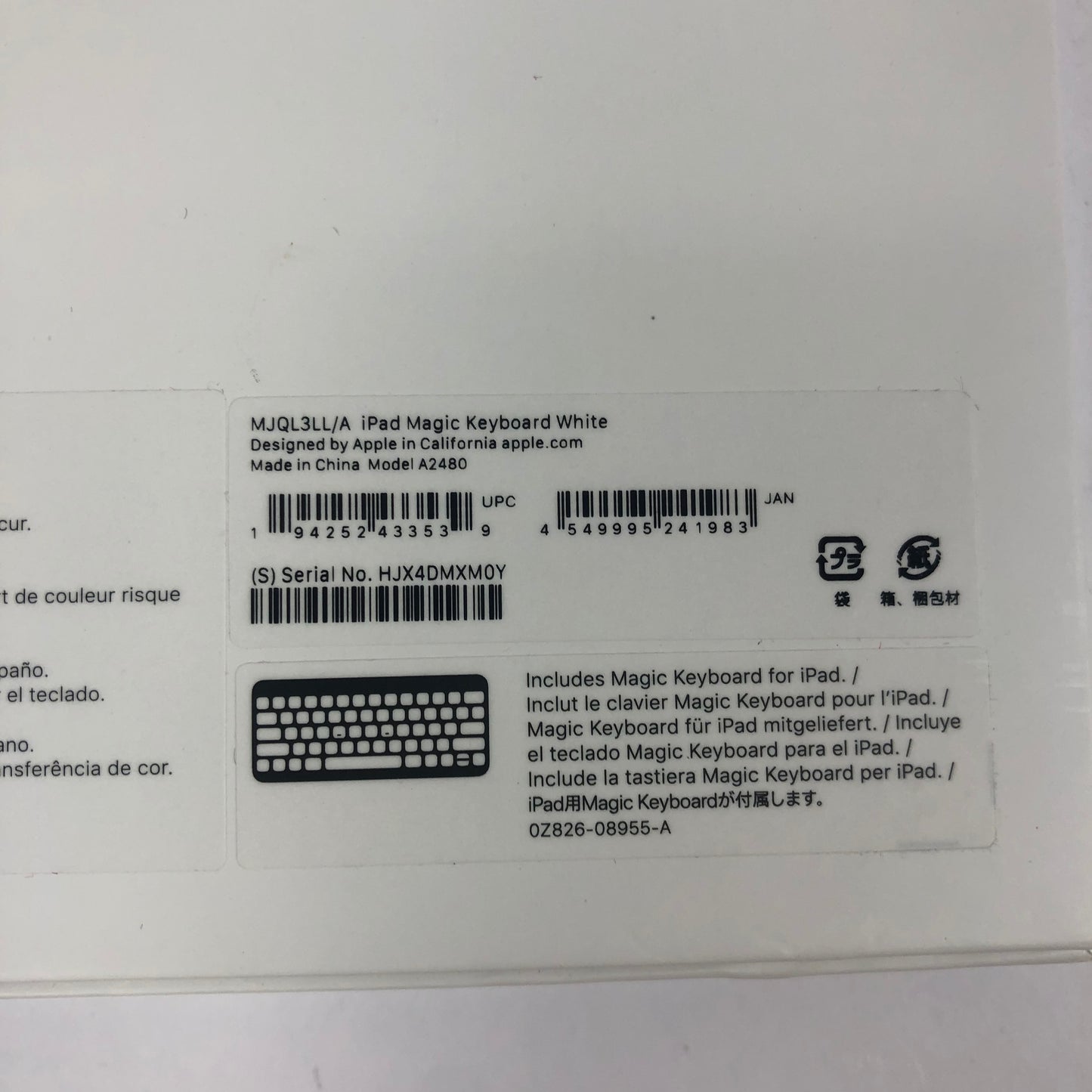 Apple iPad Magic Keyboard Folio Case WHITE MJQL3LL/A