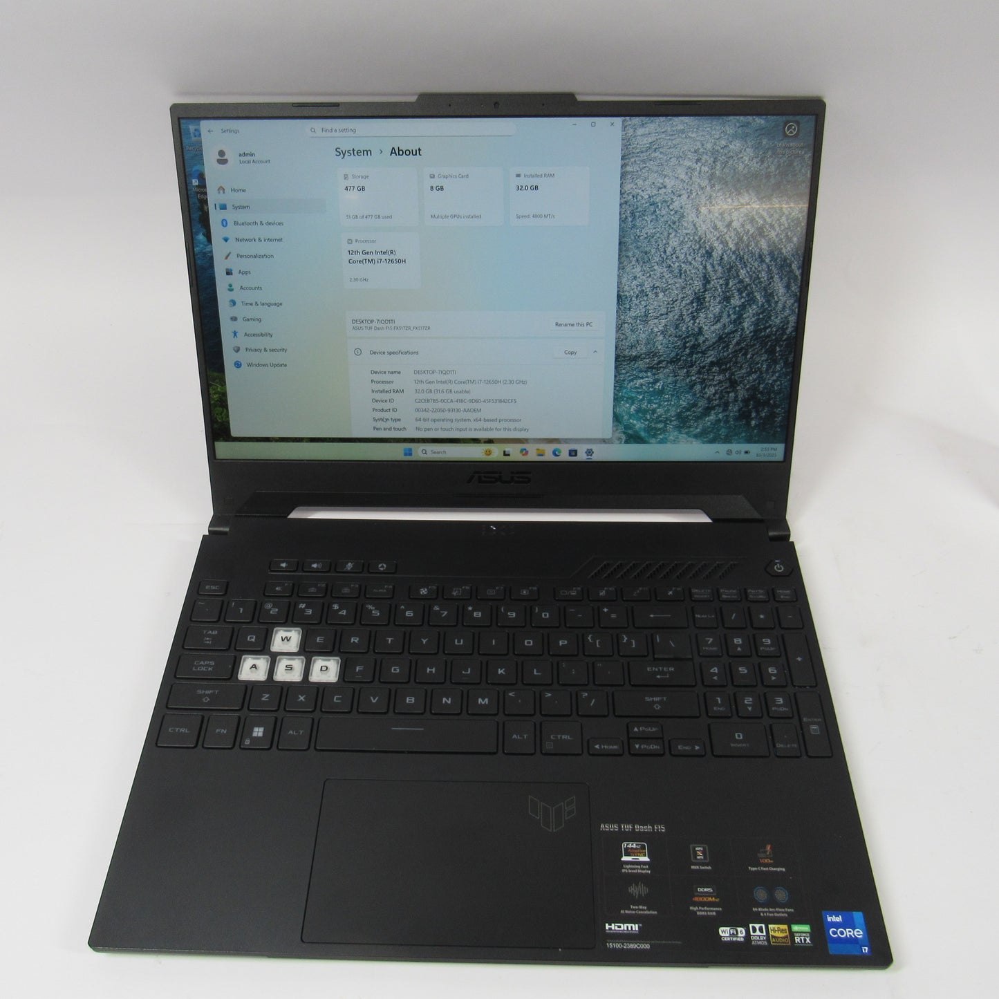 Asus Tuf Dash F15 FX517Z 15.6" I7-11370H 3.3GHz 16GB 512GB GeForce RTX 3070