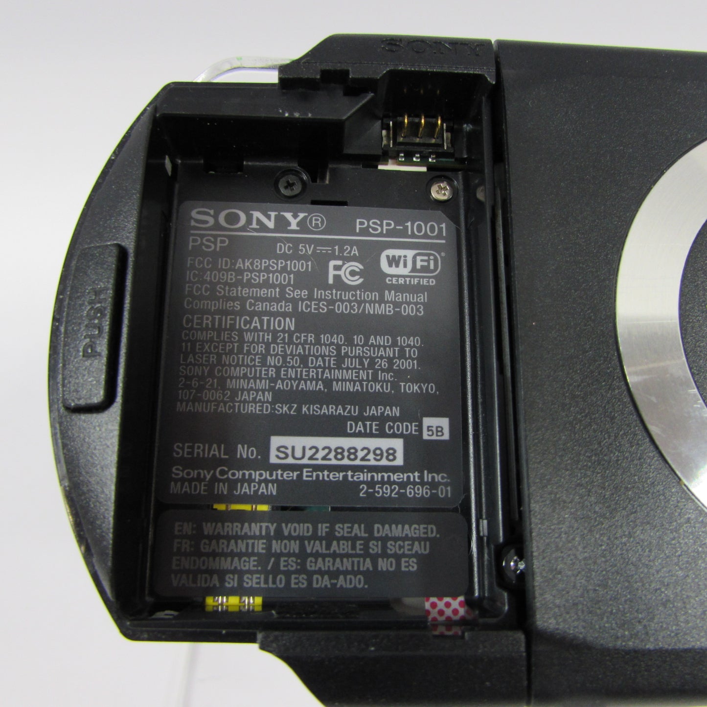 Sony Playstation Portable PSP PSP-1001 Handheld Game System Black Dead Battery