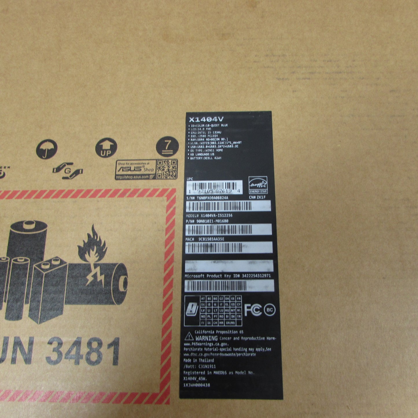 Asus Vivobook 14 X1404V 14" I5-1334U 1.3GHz 12GB RAM 256GB SSD