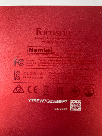 Focusrite Scarlett Solo Gen 3 USB Audio interface MOSC0024