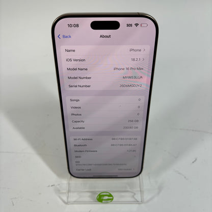 T-Mobile Apple iPhone 16 Pro Max 256GB Desert Titanium MYW53LL/A
