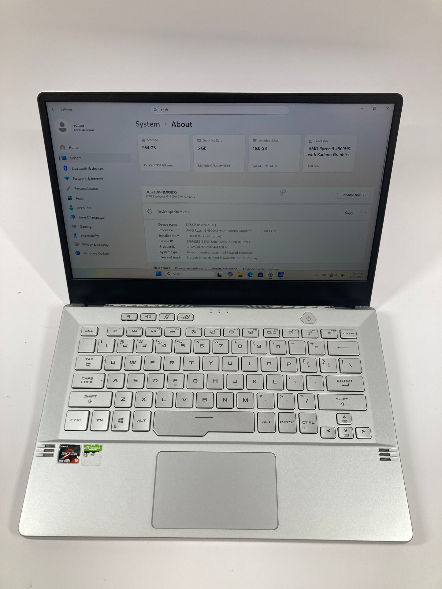 Asus ROG Zephyrus G14 GA401IV 14" Ryzen 9 4900HS 16GB 1TB GeForce RTX 2060 Max-Q