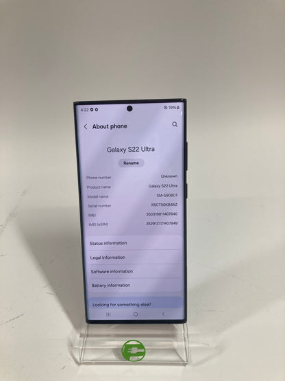 Unlocked Samsung Galaxy S22 Ultra 12GB RAM 256GB SM-S908U1 Black