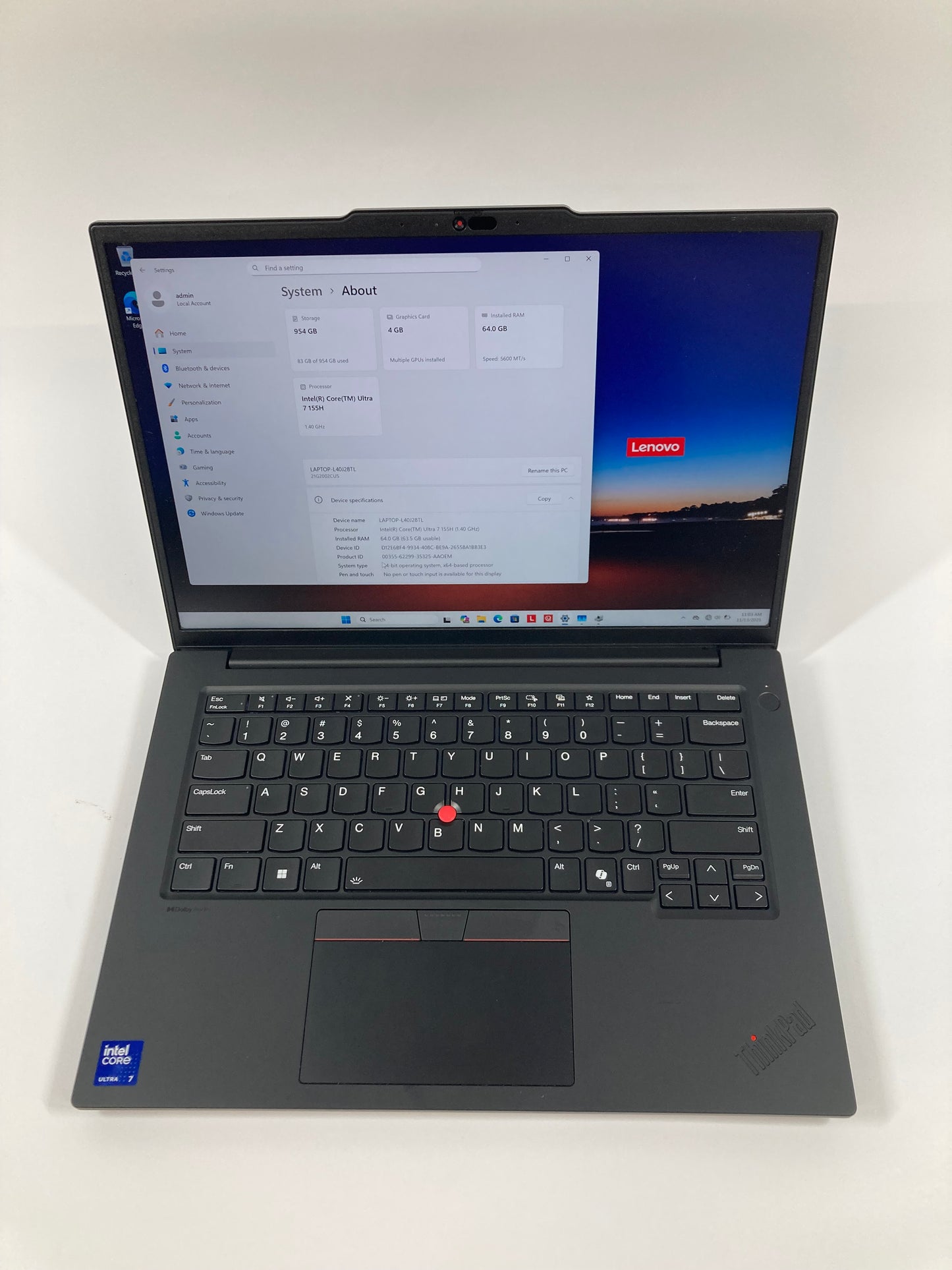 Lenovo ThinkPad P14S GEN 5 Core Ultra 7 155H 3.8GHz 64GB 1TB RTX 500 Ada Gen GPU