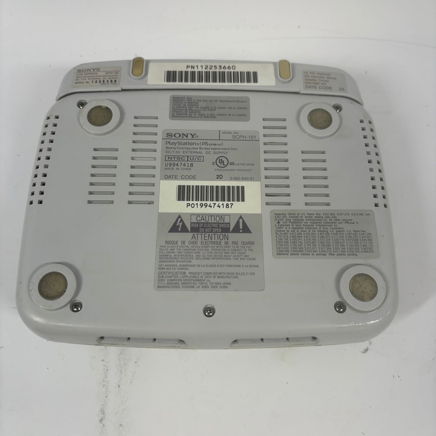 Sony PS One PS1 Mini White Console Gaming System SCPH-1001 With Screen