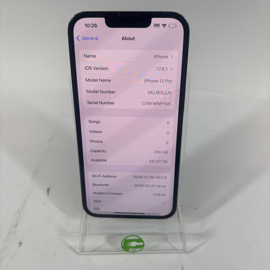 Factory Unlocked Apple iPhone 13 Pro 256GB Sierra Blue MLU03LL/A