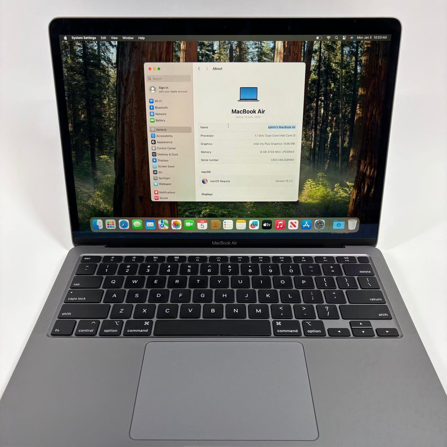 2020 Apple MacBook Air 13.3" i3 1.1GHz 8GB RAM 128GB SSD Space Gray A2179
