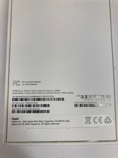 Unlocked Apple iPhone 15 Pro 128GB Natural Titanium MTQP3LL/A