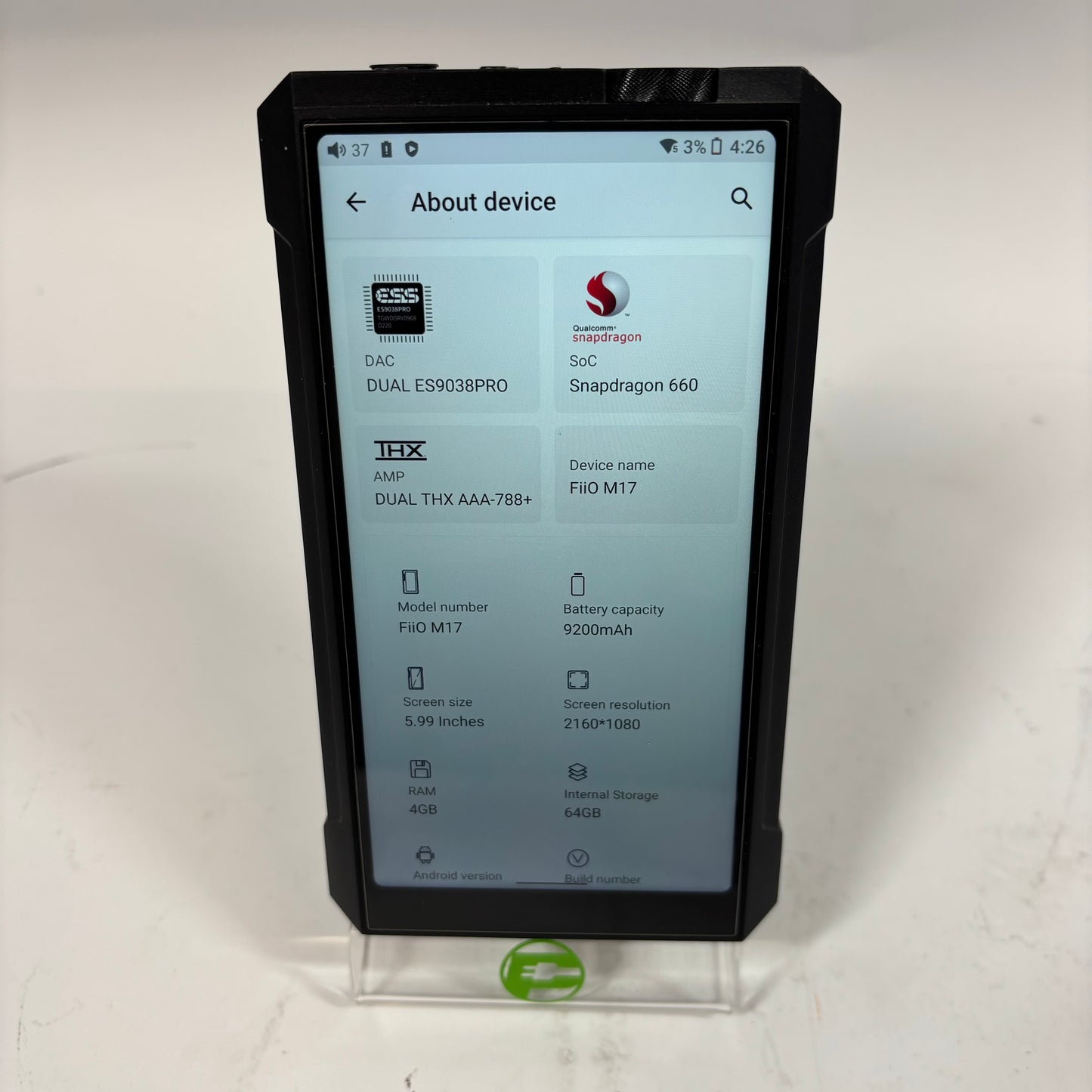 FiiO M17 64GB Portable High Definition Music Player With DK3 Dock and Case