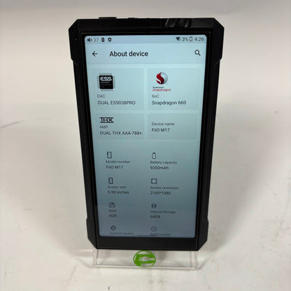 FiiO M17 64GB Portable High Definition Music Player With DK3 Dock and Case