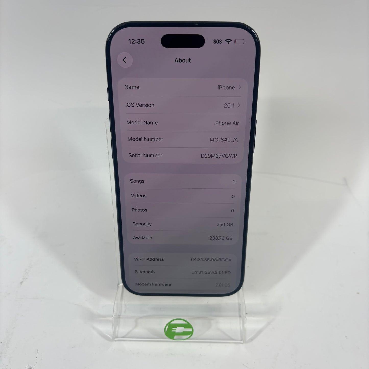 Factory Unlocked Apple iPhone Air 256GB Space Black MG184LL/A