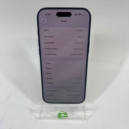 Factory Unlocked Apple iPhone Air 256GB Space Black MG184LL/A