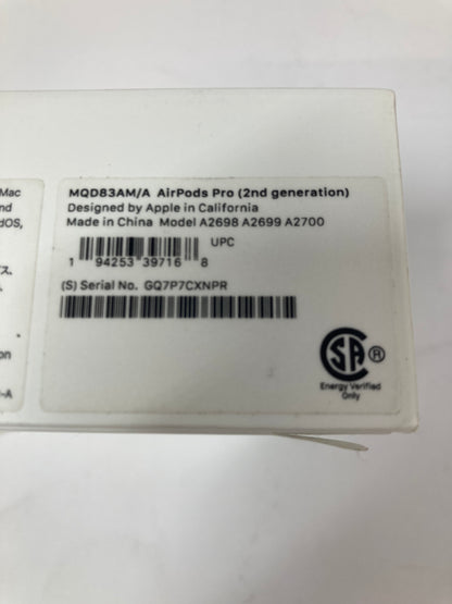 New Apple AirPods Pro 2nd Gen with MagSafe Charging Case A2699 A2698 A2700