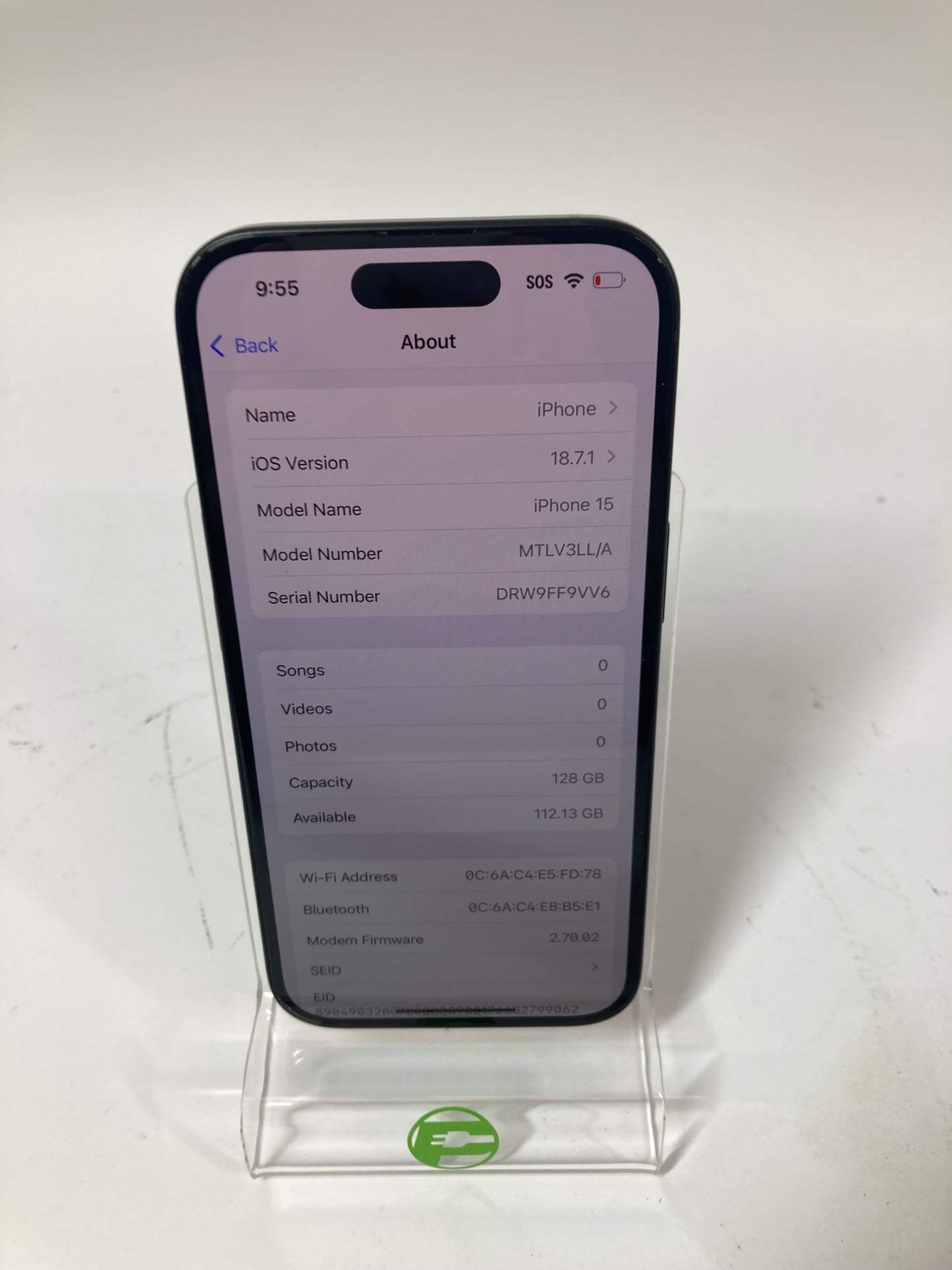 Unlocked Apple iPhone 15 128GB Black MTLV3LL/A