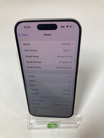 Unlocked Apple iPhone 15 Pro 128GB Natural Titanium MTQP3LL/A