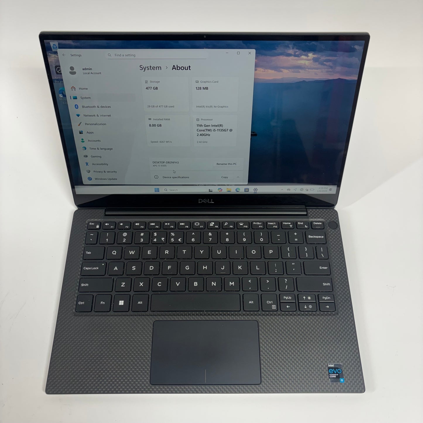 Dell XPS 13 9305 13.3" i5-1135G7 2.4GHz 8GB RAM 512GB SSD