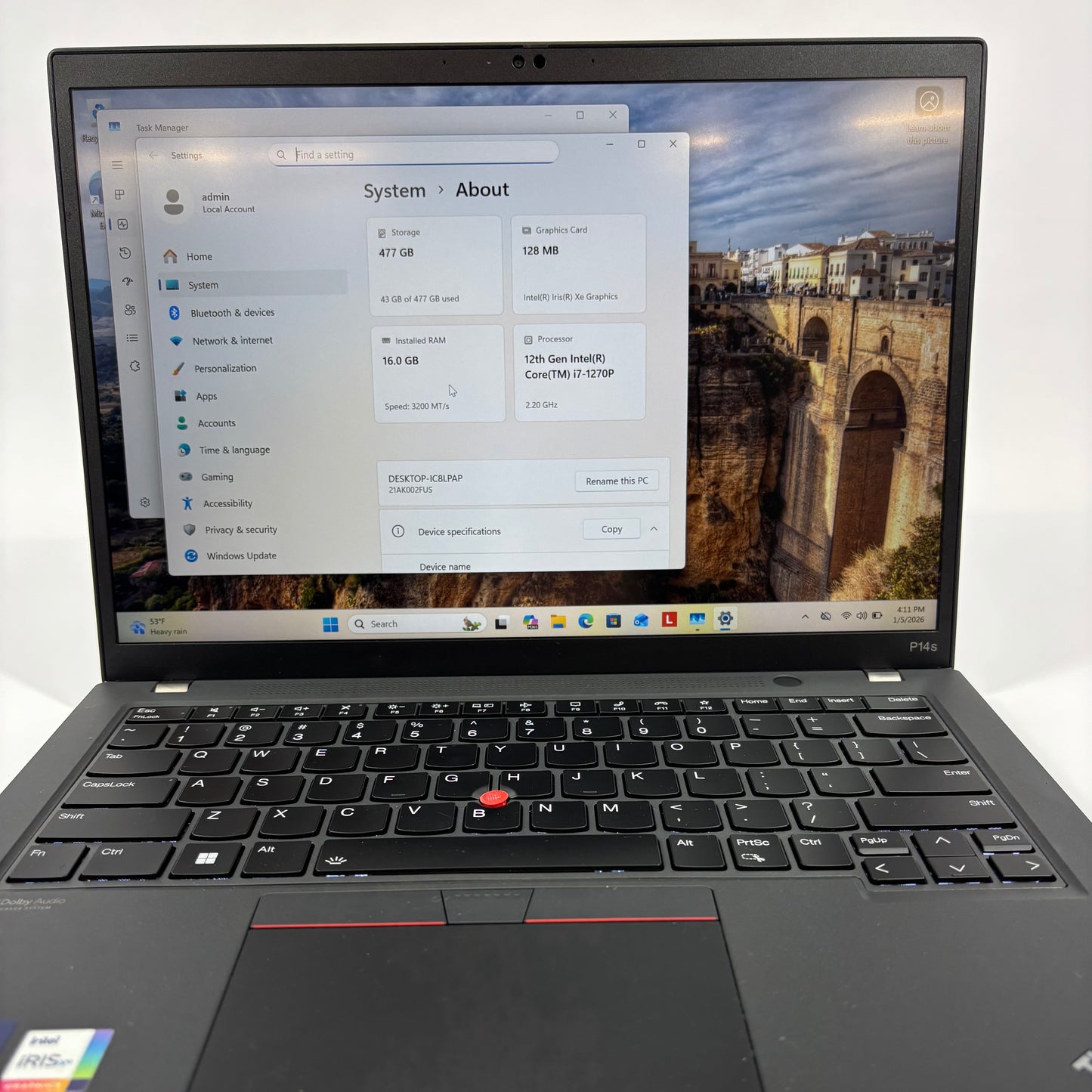Lenovo ThinkPad P14S GEN 3 14" i7-1270P 2.2GHz 16GB RAM 512GB SSD