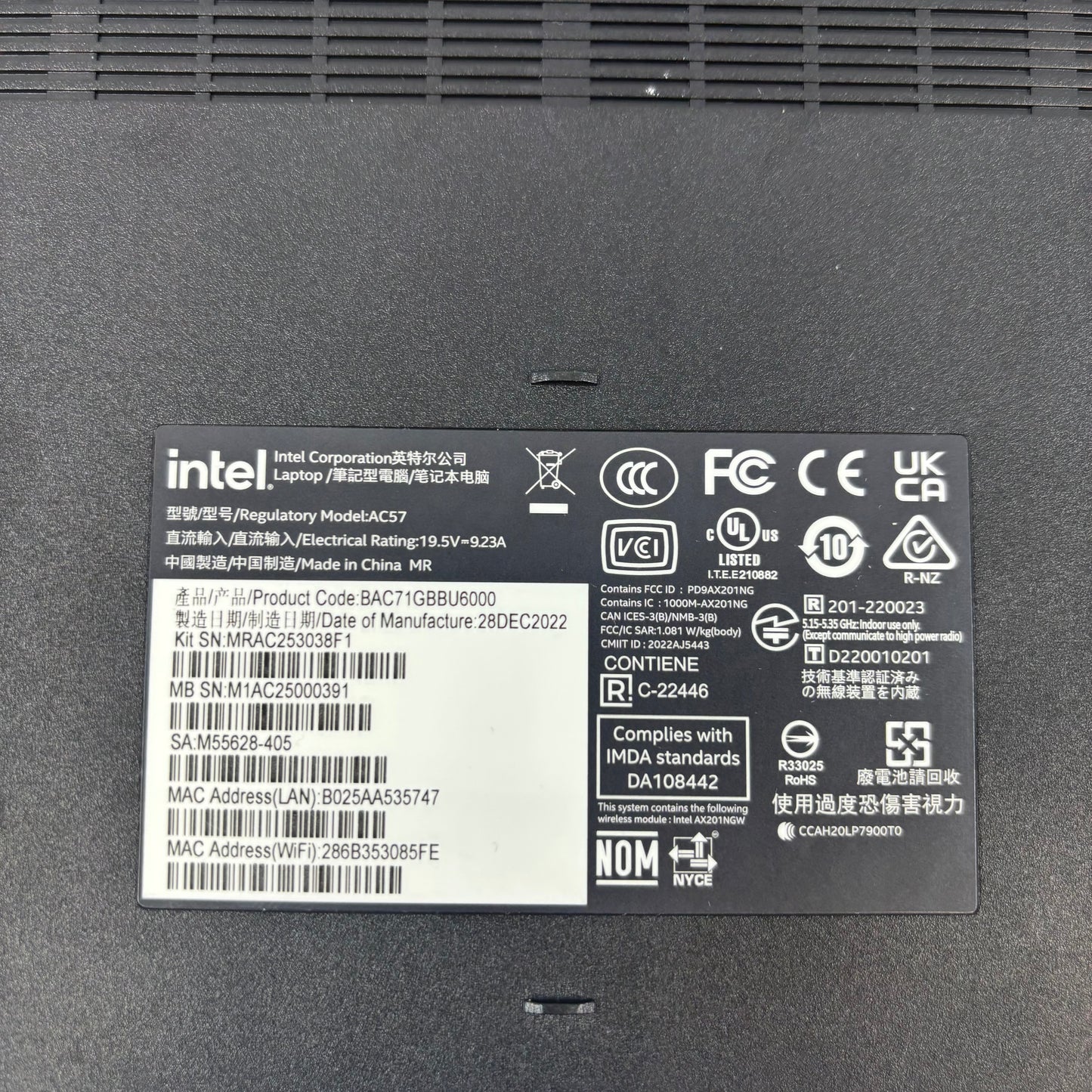 Intel NUC X15 AC57 15.6" i7-12700H 3.5GHz 32GB 1TB Arc A550M Rare Config