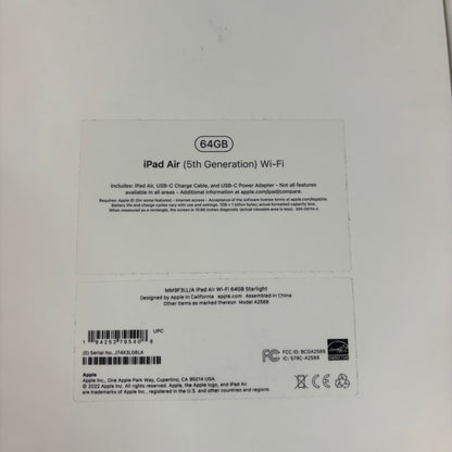 WiFi Only Apple iPad Air 5th Gen 64GB Silver MM9F3LL/A With Case