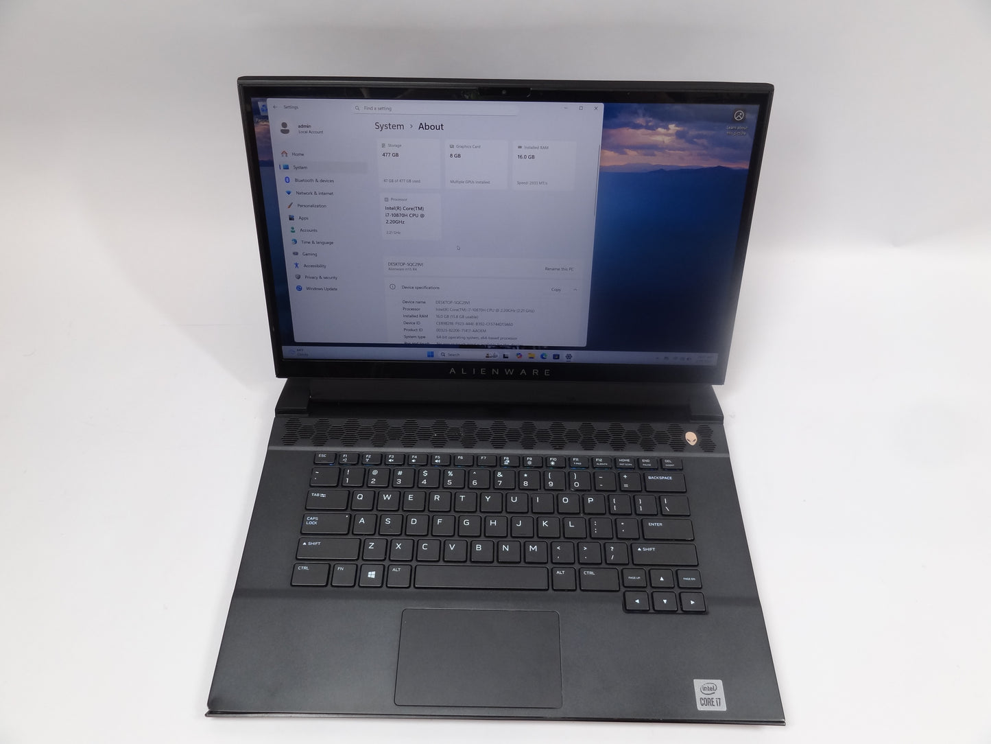 Alienware M15 R4 15.6" i7-10870H 5.0GHz 16GB RAM 512GB SSD GeForce RTX 3070