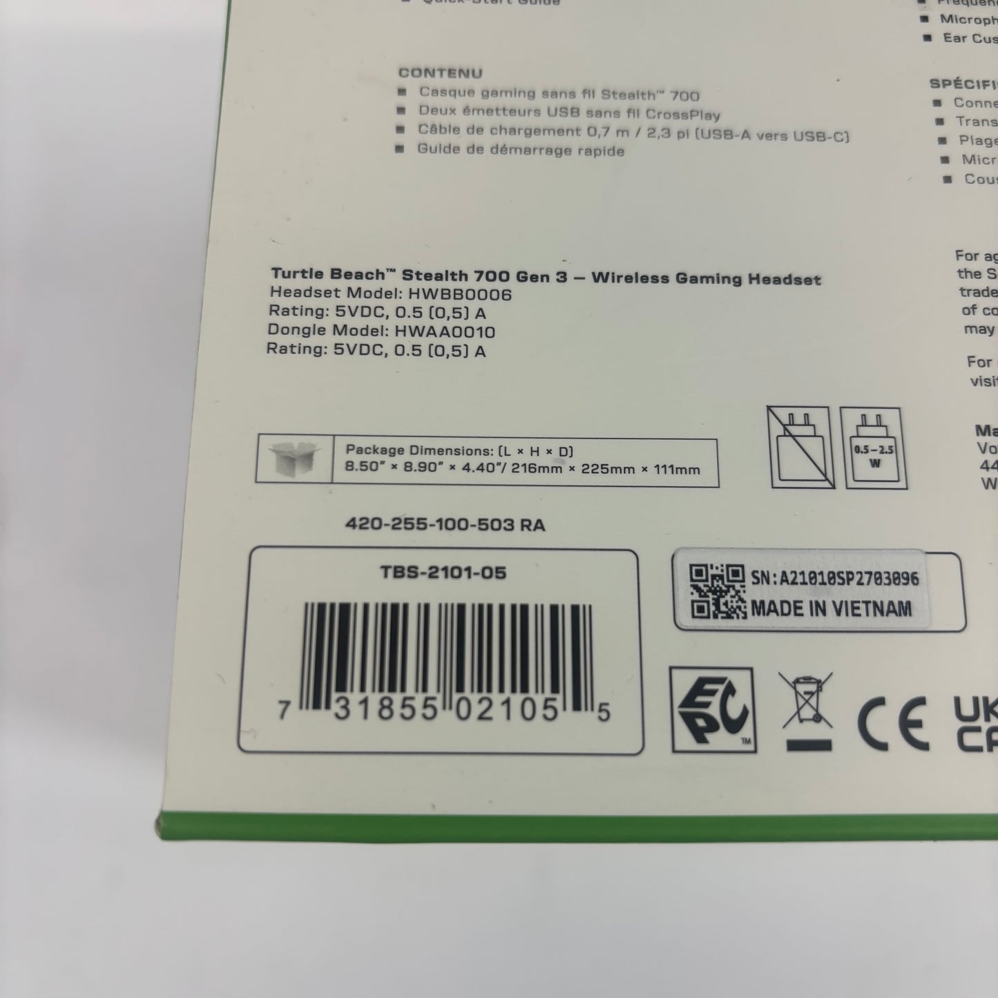 New Turtle Beach Stealth 700 Gen 3 Bluetooth Gaming Headphones HWBB0006