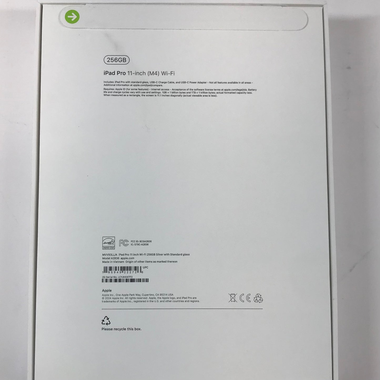 New WiFi Only Apple iPad Pro 11" 5th Gen 256GB SILVER A22836