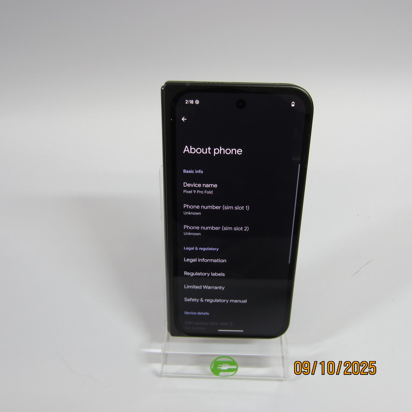 Unlocked Google Pixel 9 Pro Fold 256GB Charcoal GGH2X