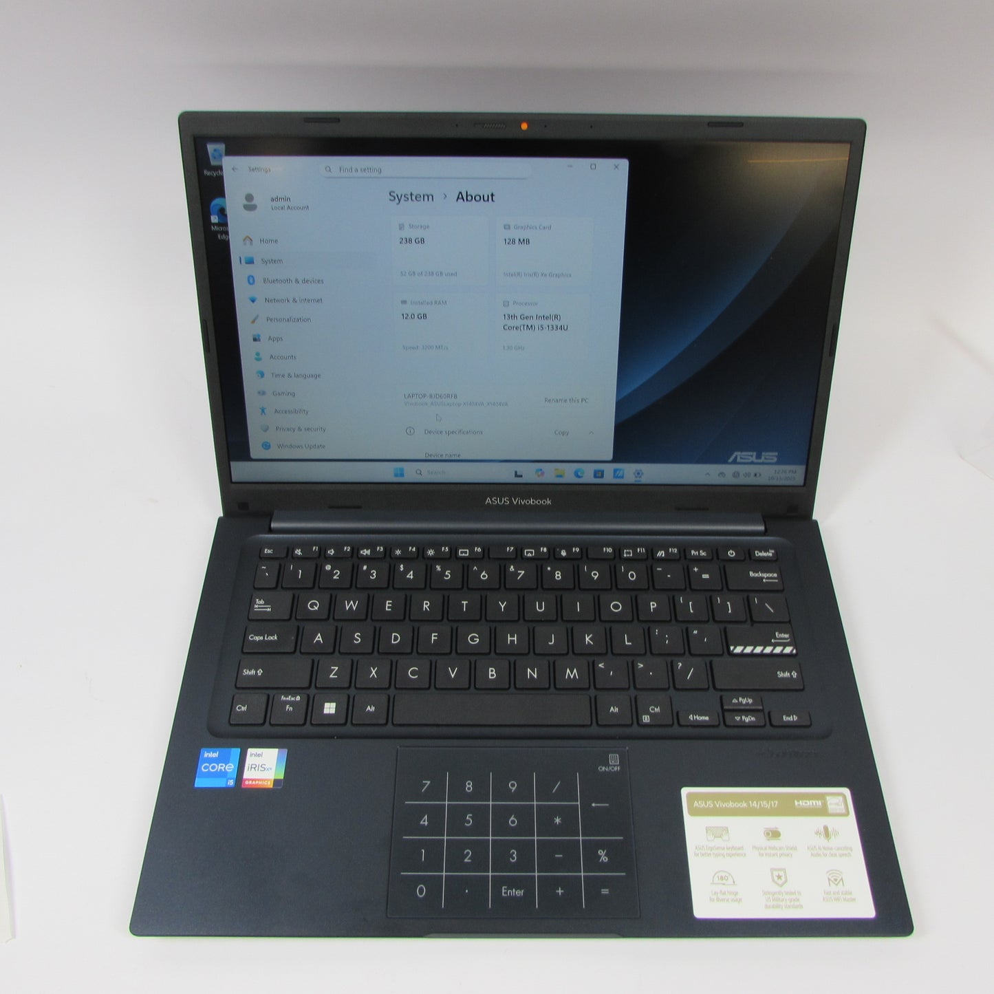 Asus Vivobook 14 X1404V 14" I5-1334U 1.3GHz 12GB RAM 256GB SSD