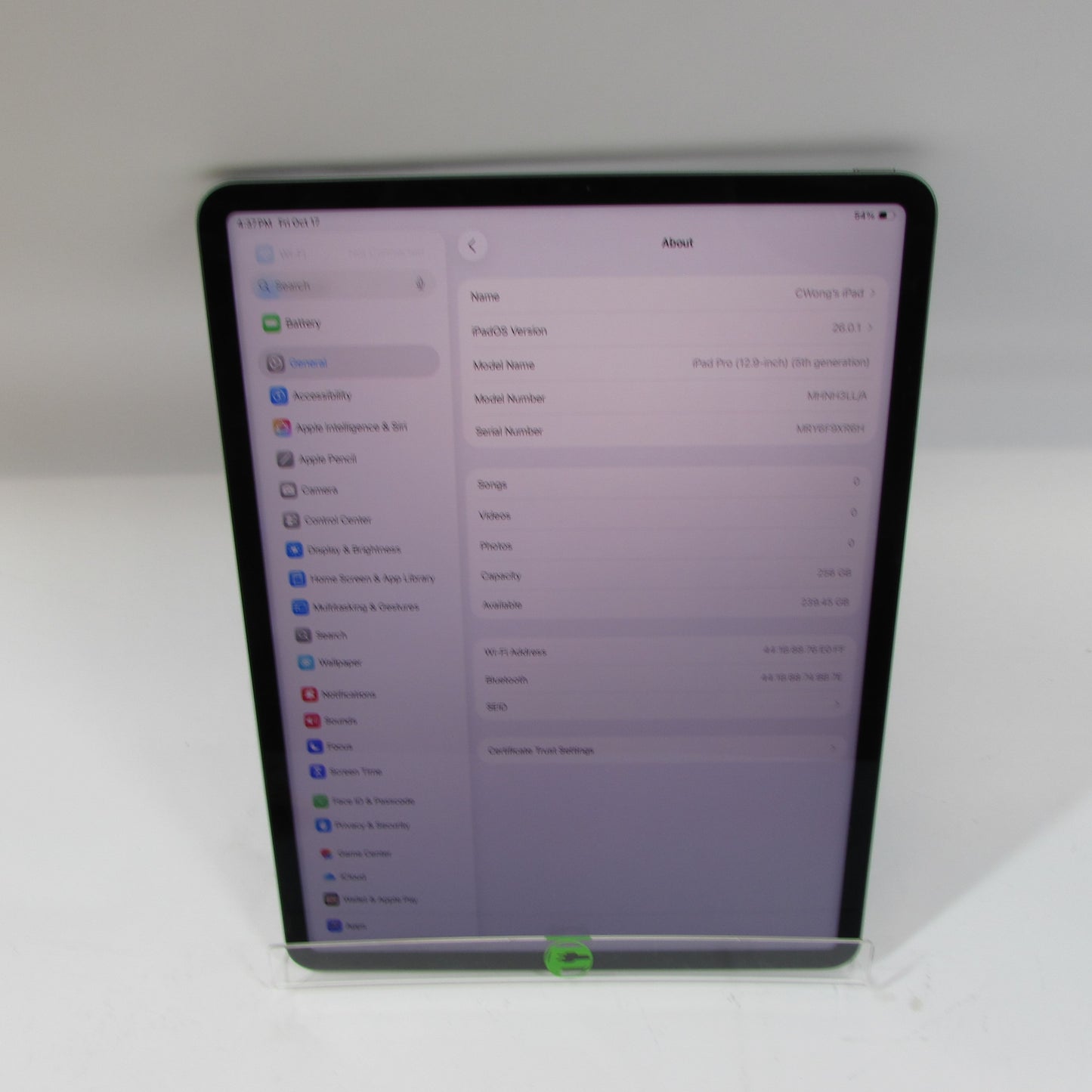 WiFi Only Apple iPad Pro 12.9" 5th Gen 256GB Space Gray MHNH3LL/A