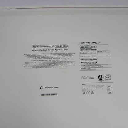 2024 Apple MacBook Air 15" M3 10C GPU 4.0GHz 16GB RAM 256GB SSD A3114
