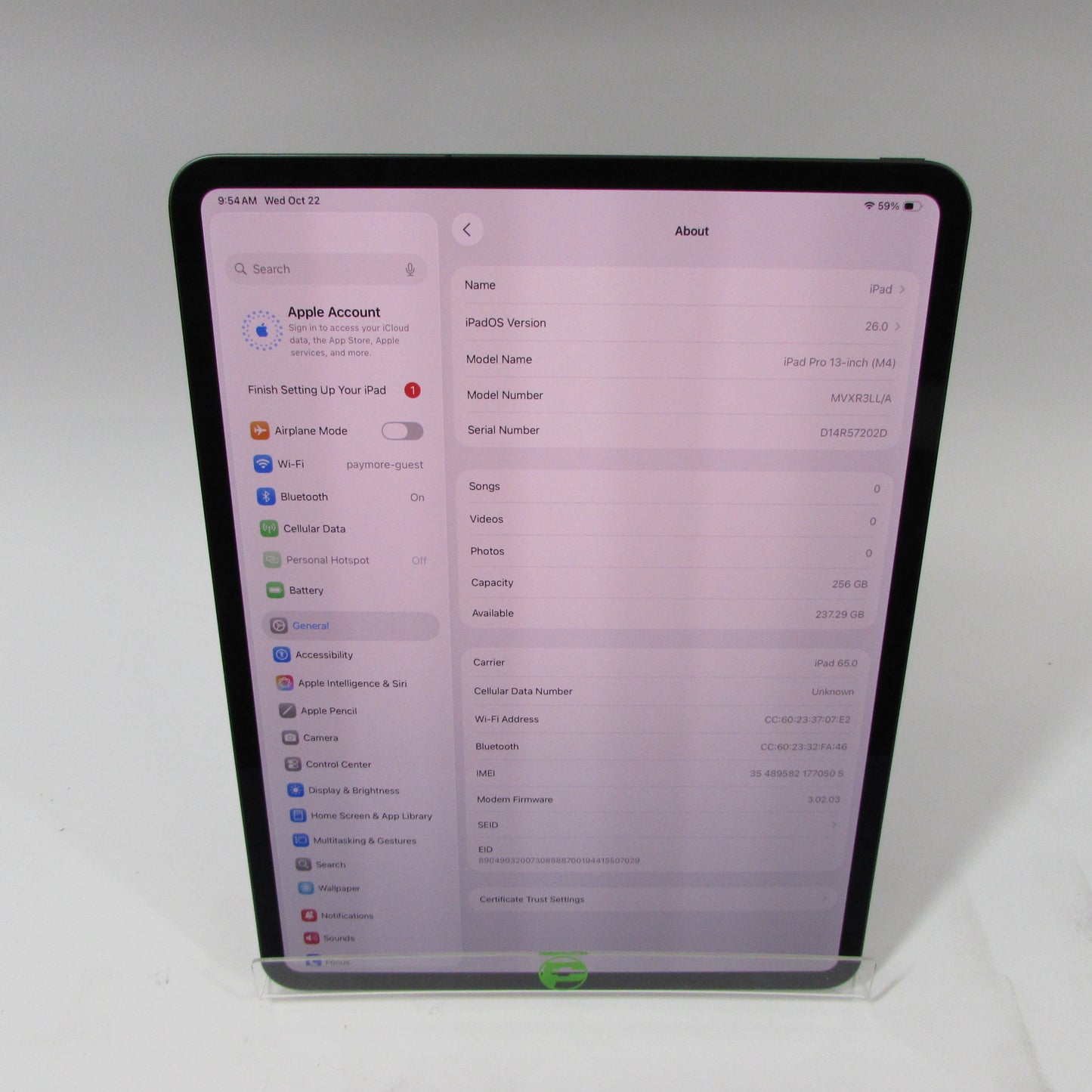 WiFi Only Apple iPad Pro 13" M4 256GB Space Gray MVXR3LL/A